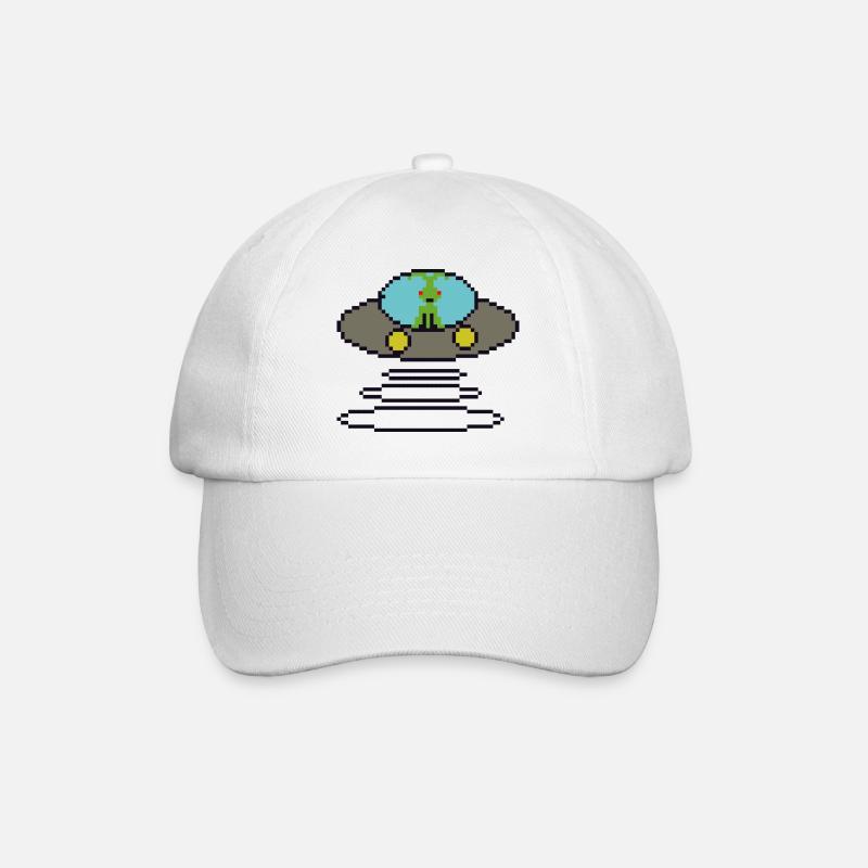 Retrogaming Pixel Ufo - Baseballkappe - Weiß/Weiß