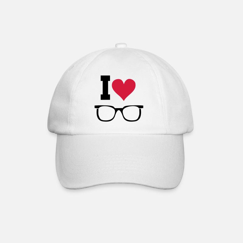 Brille Sonnenbrille Herz Statement Geschenk - Baseballkappe - Weiß/Weiß