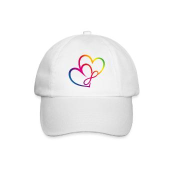 Zwei Herzen Regenbogen Infinity Love CSD LGBT - Baseballkappe - Weiß/Weiß - Vorne