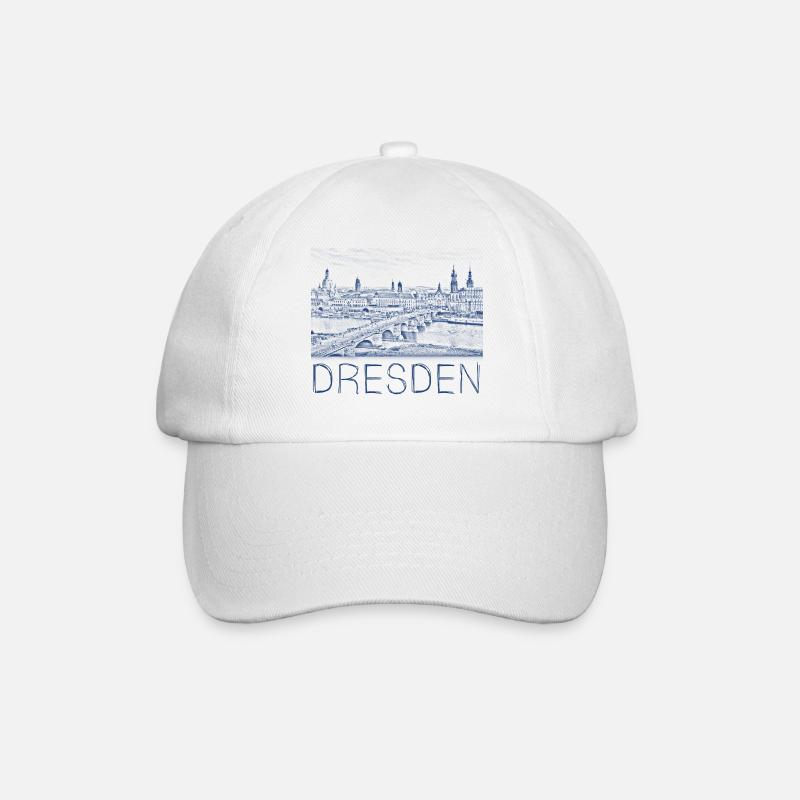 Kulizeichnung Dresden - Baseballkappe - Weiß/Weiß