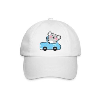 Koala in einem winzigen blauen Auto - Baseballkappe - Weiß/Weiß - Vorne