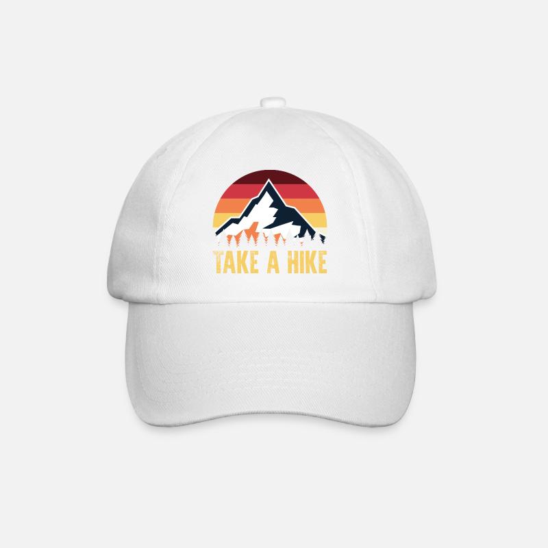 Wandern Sie: Retro Mountain Sunset - Baseballkappe - Weiß/Weiß