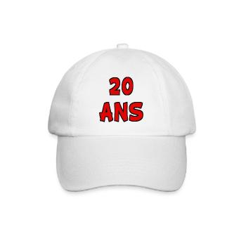 20 Ans. HAPPY BIRTHDAY. JOYEUX ANNIVERSAIRE. - Casquette classique - blanc/blanc - Devant