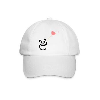 panda herz niedlich luftballon bär groß dick kusch - Baseballkappe - Weiß/Weiß - Vorne