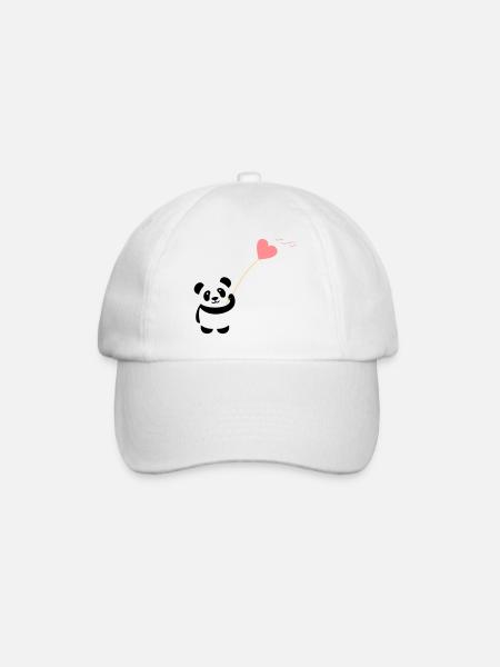 panda heart cute balloon bear big thick kusch - Baseball Cap - white/white