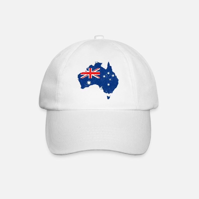 Flaggenkarte von Australien - Baseballkappe - Weiß/Weiß
