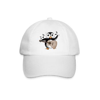 Pinguin Gitarre - Baseballkappe - Weiß/Weiß - Vorne