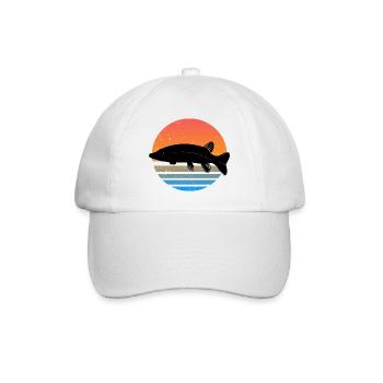 Retro Hecht Angeln Fisch Wurm Angler Raubfisch - Baseballkappe - Weiß/Weiß - Vorne
