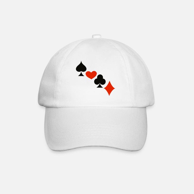 Glück im Spiel … | Spielkarten | Geschenkidee - Baseballkappe - Weiß/Weiß