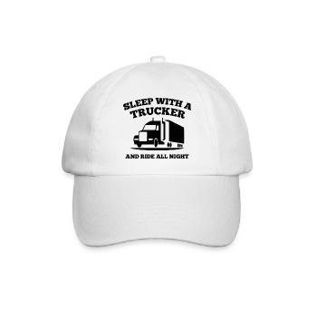 Schlafen Sie mit einem Trucker und fahren Sie die ganze Nacht - Baseballkappe - Weiß/Weiß - Vorne