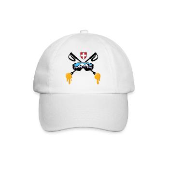 Savoie Ski und Savoyard Fondue Geschenk Haute Savoie - Baseballkappe - Weiß/Weiß - Vorne