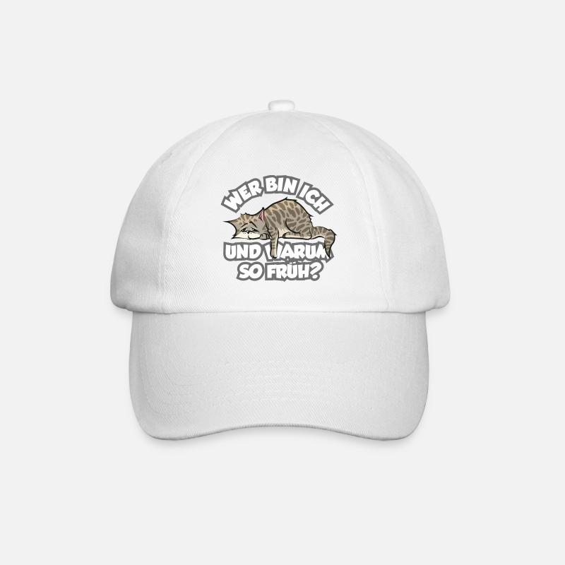 Niedliche Langschläfer Katze mit lustigem Spruch - Baseballkappe - Weiß/Weiß
