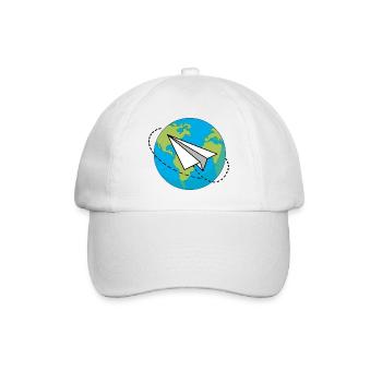 Planet Erde mit einem Papierflieger - Baseballkappe - Weiß/Weiß - Vorne