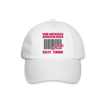 1988 geburtstag 34 jahre barcode no retoure - Baseballkappe - Weiß/Weiß - Vorne