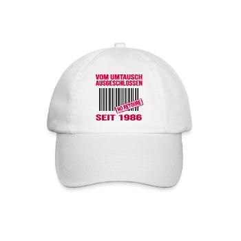 1986 geburtstag 36 jahre barcode no retoure - Baseballkappe - Weiß/Weiß - Vorne