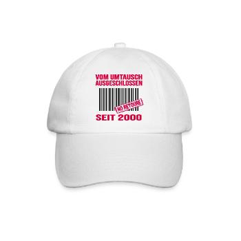 2000 geburtstag 22 jahre retro barcode no retoure - Baseballkappe - Weiß/Weiß - Vorne