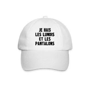 je hais les lundis et les pantalons - Casquette classique - blanc/blanc - Devant