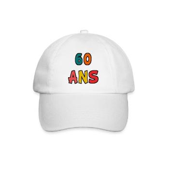 60 ANS. 60e ANNIVERSAIRE. ANNIVERSAIRE 60 ANS. 60 - Casquette classique - blanc/blanc - Devant