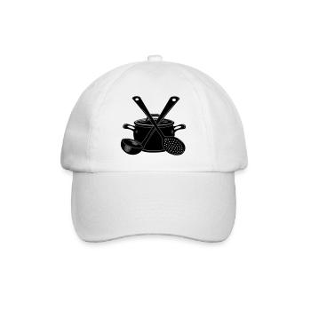 Cuillère à soupe à la poêle et cuillère à fente foncée - Casquette classique - blanc/blanc - Devant