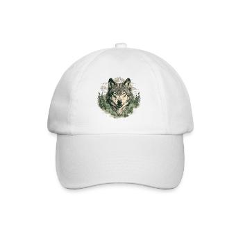 Wolf Kunst Kopf Wolfskopf Natur Wildnis Vintage - Baseballkappe - Weiß/Weiß - Vorne