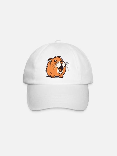 Cheerful Capybara / Guinea Pig / Hamster – Heart - Baseball Cap - white/white