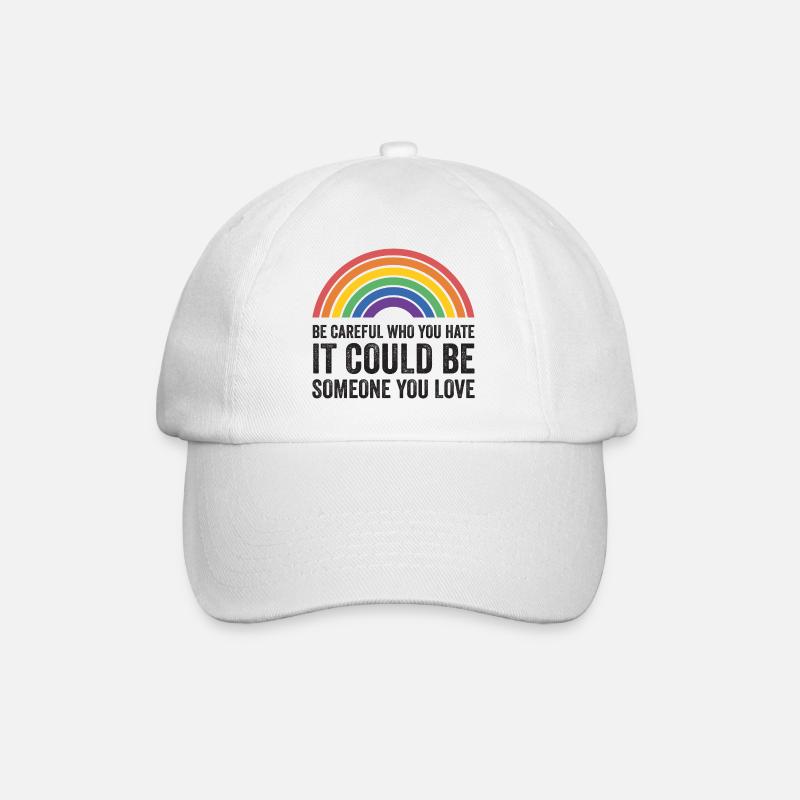 LGBT Pride Month - Sei vorsichtig, wen du hasst - Baseballkappe - Weiß/Weiß