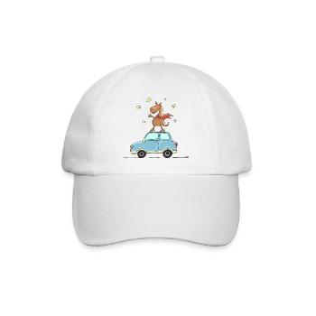 Le cheval vole comme un super-héros sur la voiture - Casquette classique - blanc/blanc - Devant