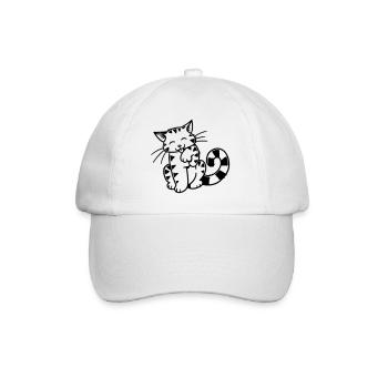Cartoon Kitten - Baseball Cap - white/white - Front