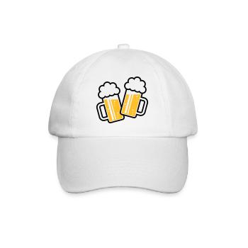 2 Bierkrüge Stoßen An, Prosit! (Bier Maßkrüge 2C) - Baseballkappe - Weiß/Weiß - Vorne