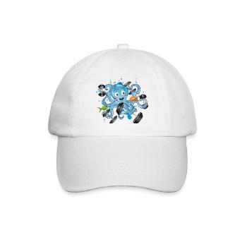 Bodybuilder octopus with dumbbells while exercising - Baseball Cap - white/white - Front