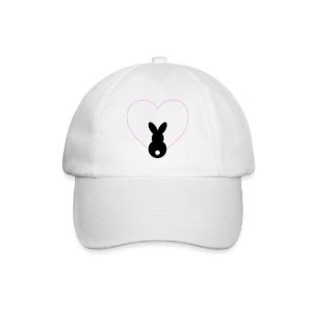 Hase in Herz - Baseballkappe - Weiß/Weiß - Vorne