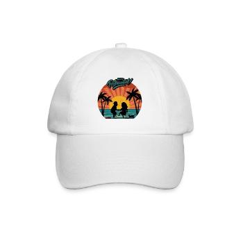 Guesthouse couple dancing happily sunset palm trees - Baseball Cap - white/white - Front