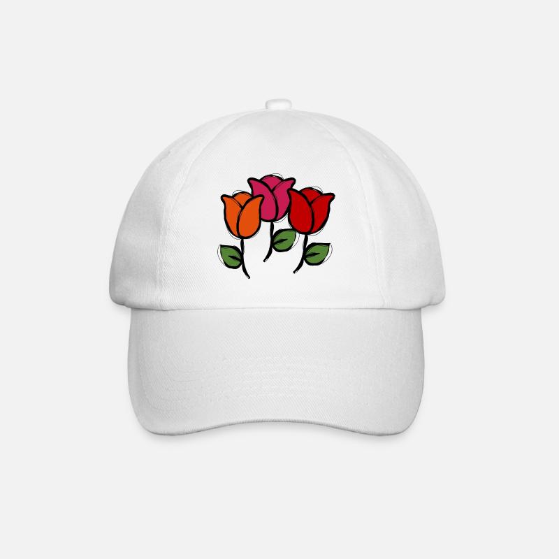 Blumen - Baseballkappe - Weiß/Weiß