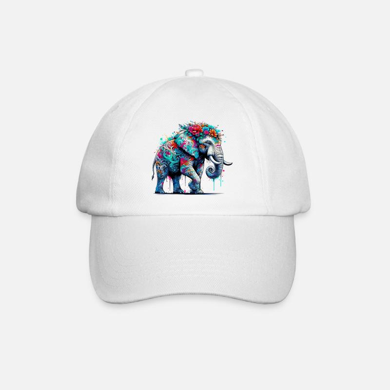 Elefant - Baseballkappe - Weiß/Weiß