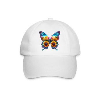Schmetterlingsblumen Sonnenblumen Sonnenblumen - Baseballkappe - Weiß/Weiß - Vorne