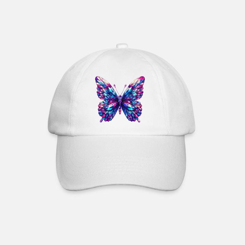 Kristall-Schmetterling - Baseballkappe - Weiß/Weiß