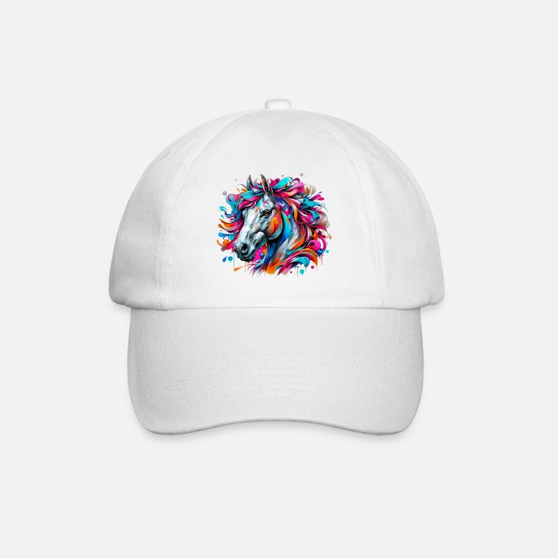Pferd - Baseballkappe - Weiß/Weiß