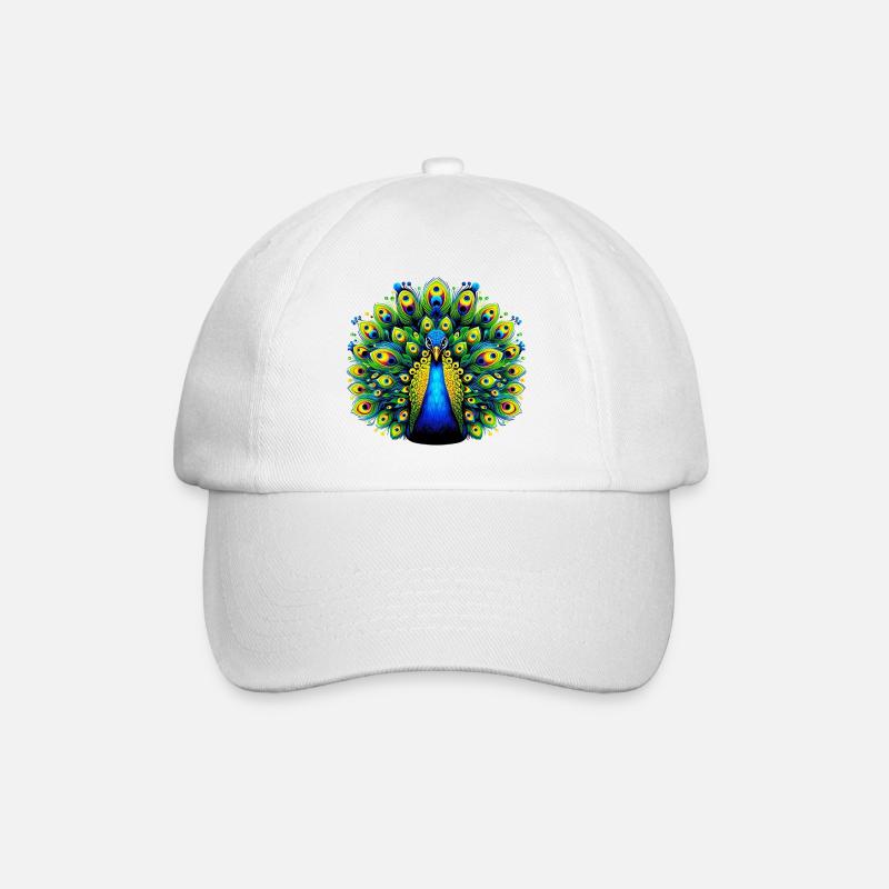 Pfau - Baseballkappe - Weiß/Weiß