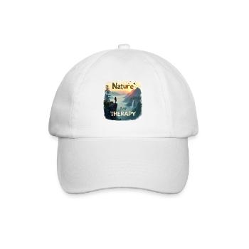 Nature is my Therapy - Hiking in the mountains - Baseball Cap - white/white - Front