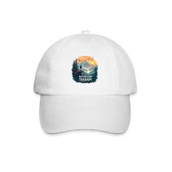 Nature is my Therapy - Hiking in the mountains - Baseball Cap - white/white - Front
