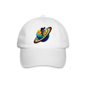 Cyclist on Saturn - Baseball Cap - white/white - Front
