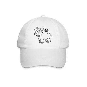 Rhino Kawaii coloring page hand-illustrated - Baseball Cap - white/white - Front