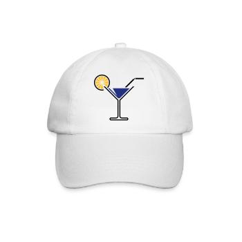 Cocktail Glass / Martini Glass + (Blue) - Baseball Cap - white/white - Front