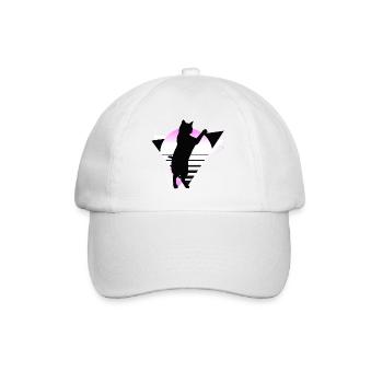 Katze Neon Geometrisch Silhouette Umriss Bunt - Baseballkappe - Weiß/Weiß - Vorne