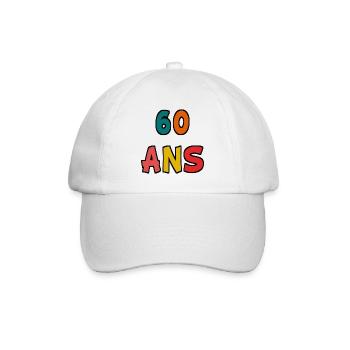 60. 60 YEARS. 60th ANNIVERSARY. 60TH BIRTHDAY. - Baseball Cap - white/white - Front