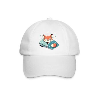 Fox Sleeping In Bed At Night Time - Baseballkappe - Weiß/Weiß - Vorne