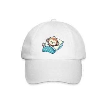 Monkey Sleeping In Bed At Night Time - Baseballkappe - Weiß/Weiß - Vorne