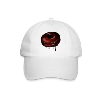 Schoko Donut Motiv mit glänzender Glasur - Baseballkappe - Weiß/Weiß - Vorne