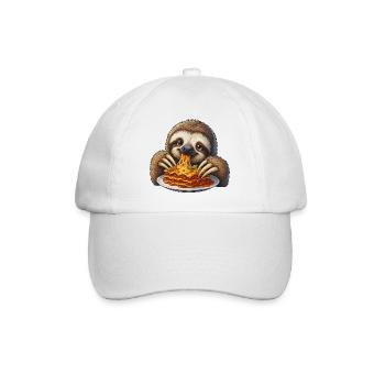 Cute Sloth Lasagna Comic Cartoon Italian - Baseball Cap - white/white - Front