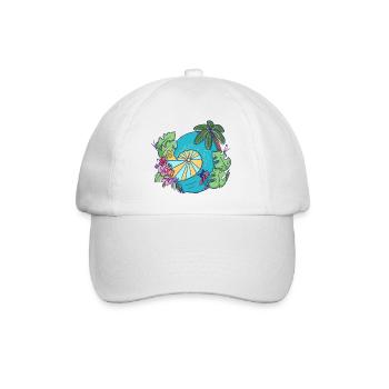 Tropical Ocean Wave with Palms – Summer Art - Baseball Cap - white/white - Front